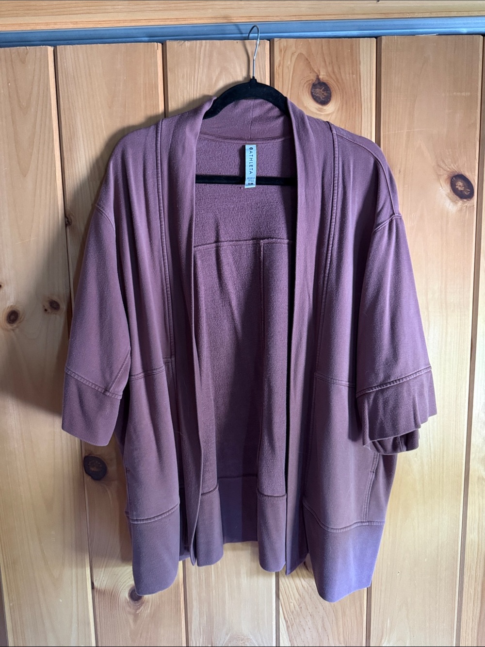 Athleta Open-Front Draped Cardigan in Mauve
